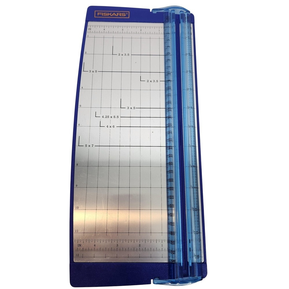 FISKARS 12 Inch Paper Trimmer Blue Scrapbooking Photo Card Craft Cutter Tool